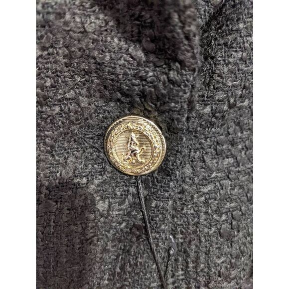 Zara Black Gold Tone Buttoned Textured Weave Double Breasted Blazer sz M Medium - Picture 6 of 10